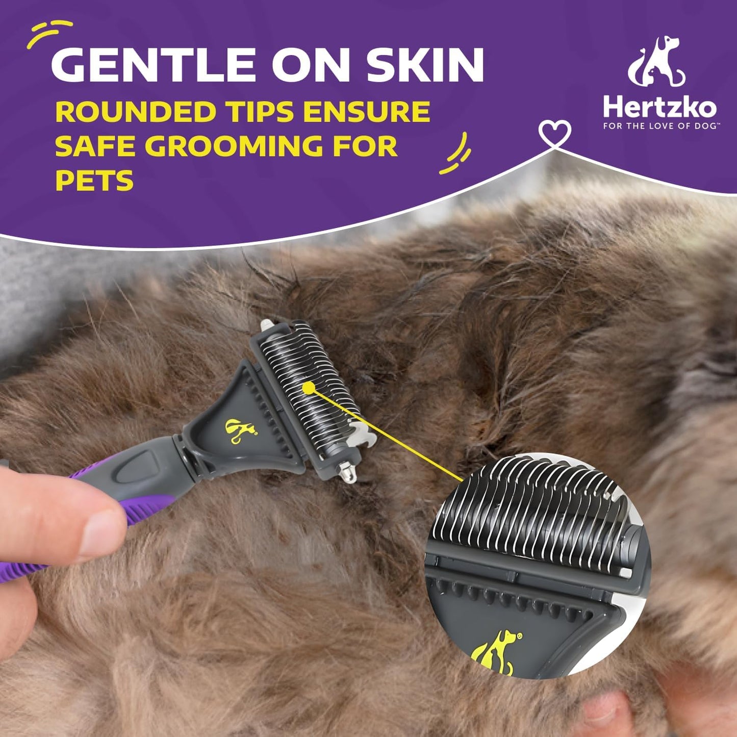 Hertzko Cat Dematting Tool Double Sided Dog and Cat Dematting Comb - for All Pets - Effortlessly Removes Tangles, Mats, and Loose Fur - Safe, Easy Grooming for Cats and Dogs