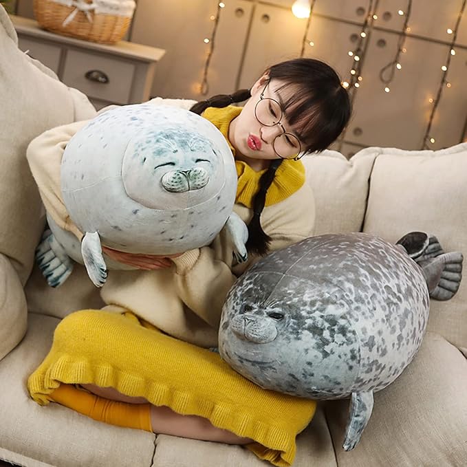 EHOTONG Cute Blob Seal Pillow, Chubby Seal Plush Hug Pillow Soft Stuffed Animal Toy (Gray,15")