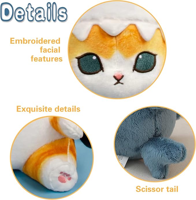 Kawaii Shark Cat Plush Toy Stuffed Animal Doll, Cute Soft Pillow Stress Release Hugs Toys Christmas Halloween Birthday Gifts for Kids Boys Girl Best Gift (Blue - Yellow,15 inch)