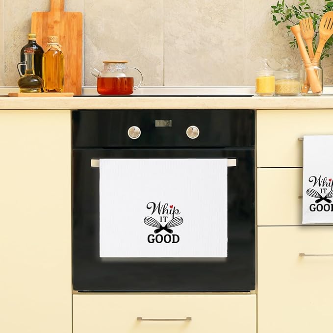 Funny Kitchen Dish Towels Gift Whip It Good Humorous Hand Towels for Kitchen Decor Flour Sack Towels Sweet Housewarming Gifts Funny Decorative Dishcloths Birthday Gifts for Mom Dad Friend