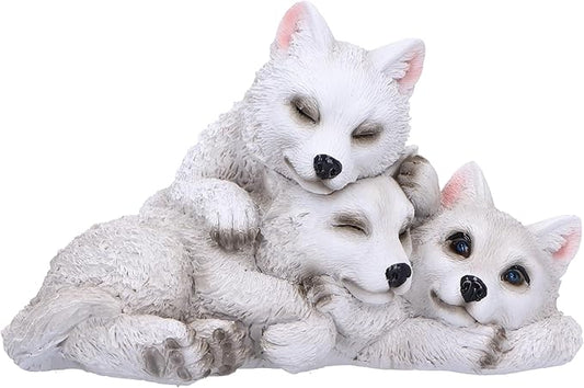 Nemesis Now Sleepy Wolf Pups Figurine 14cm, Resin, White, Three Baby Wolves Figure, White Wolves Trio Ornament, Collectable Wolf Giftware, Cast in The Finest Resin, Expertly Hand-Painted