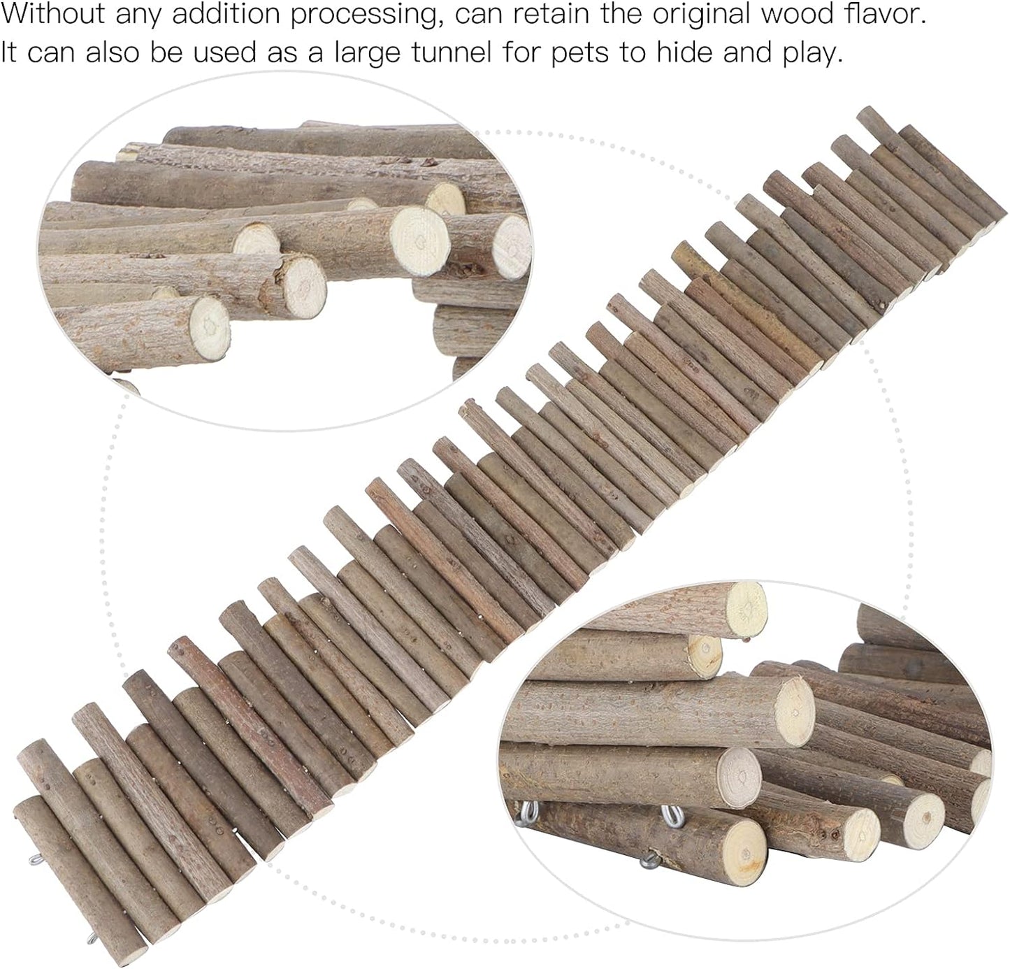 Ejoyous Hamster Wooden Bridge, Wood Ladder Hamster Fence Hideout Cage Bedding Climbing Toys for Syrian Hamsters Gerbil Small Animals (30CM Fence)