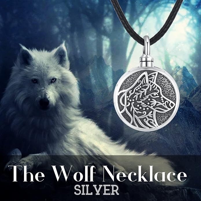 MEDWISE Wing/Wolf/Compass Urn Necklace for Ashes 925 Sterling Silver Necklace Guardian Angel Ashes Keepsake Memorial Urn Pendant Pet Cremation Jewelry for Ashes Memorial Jewelry for Dog Cat Pet Men