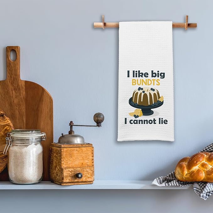 Funny Baking Kitchen Towels I Like Big Bundts I Cannot Lie Cleaning Cloth Funny Sayings Humorous Dish Towels Farmhouse Kitchen Decor Sweet Housewarming Gifts for Women Men Chef Bake Lover