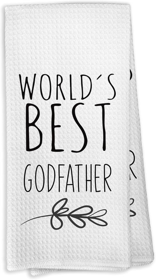World's Best Godfather Kitchen Towels, Best Christian Gifts for Godfather, Godfather Gifts from Godchild, Godfather Father's Day Birthday Gifts Tea Towels Kitchen Hand Towels 16x24 Inch