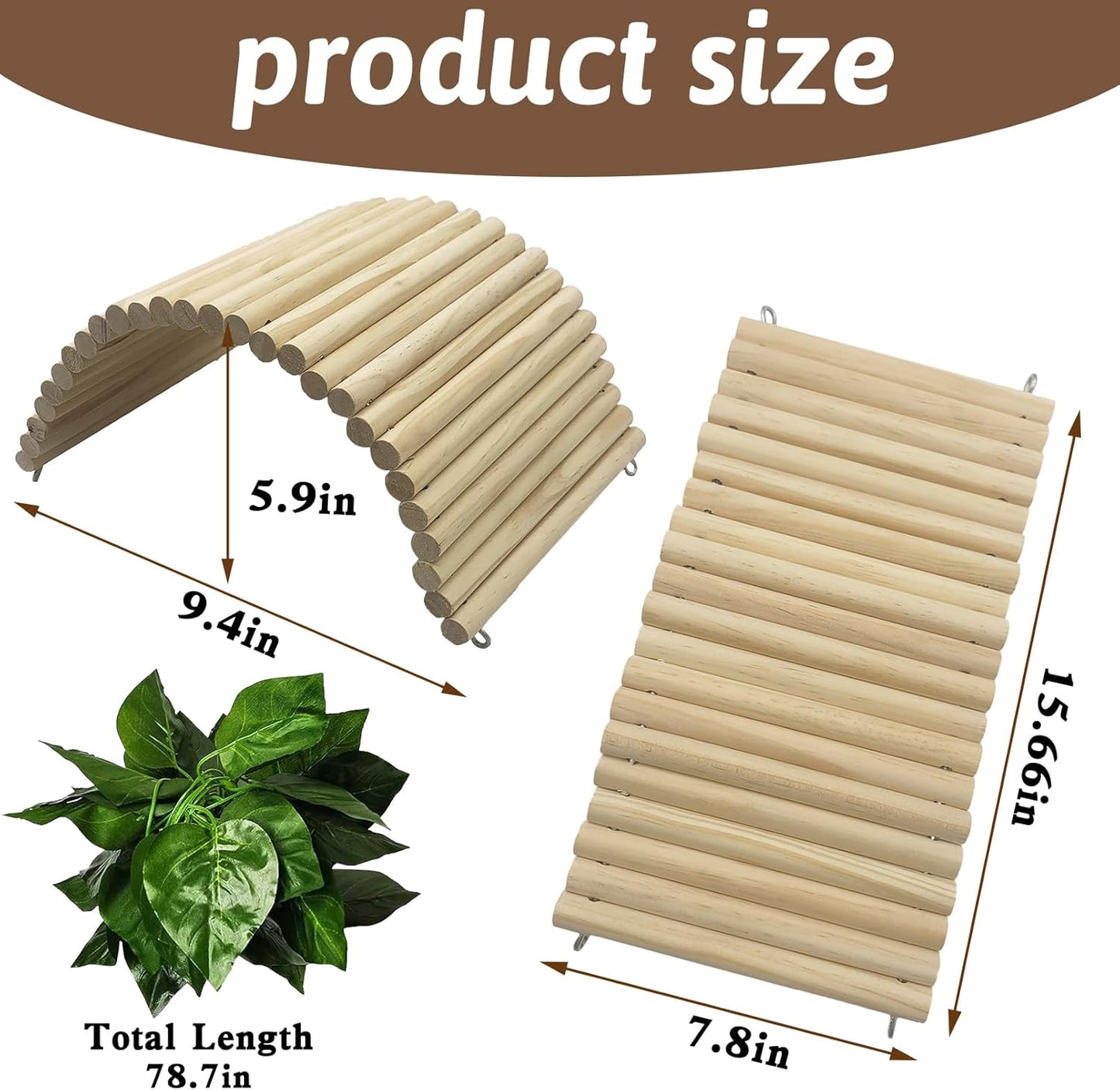 Hamiledyi 15.66 x 7.8 Inches Wooden Reptile Hideout Bearded Dragon Bendy Bridge Climbing Ladder Hiding Hut Reptiles Hide Cave Habitat Decor for Lizards Gecko Spiders Snakes Tortoise