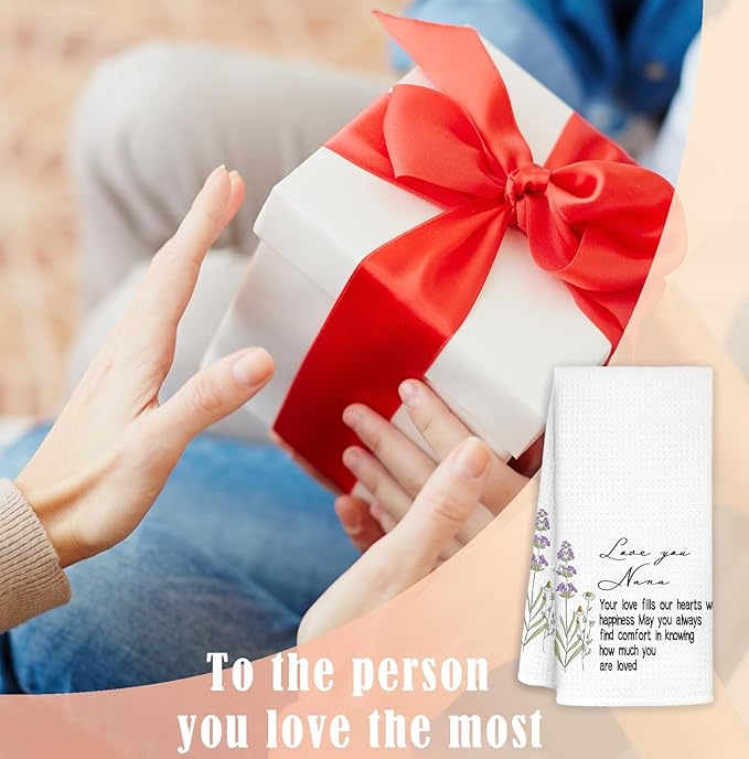 Nana Gifts Kitchen Towels Decorative, for Nana Grandma from Grandkids Dish Towels, Best Grandma Birthday Gifts Hand Towels Drying Cloth for Kitchen Bathroom Decor, 16x24 Inch