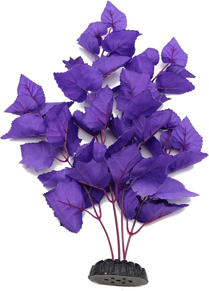 ALEGI Silk Aquarium Plants, 16 Inch Artificial Silk Plants Decorations for Fish Tank,Aquarium Décor Plastic Plants (Purple, 2 Pack)