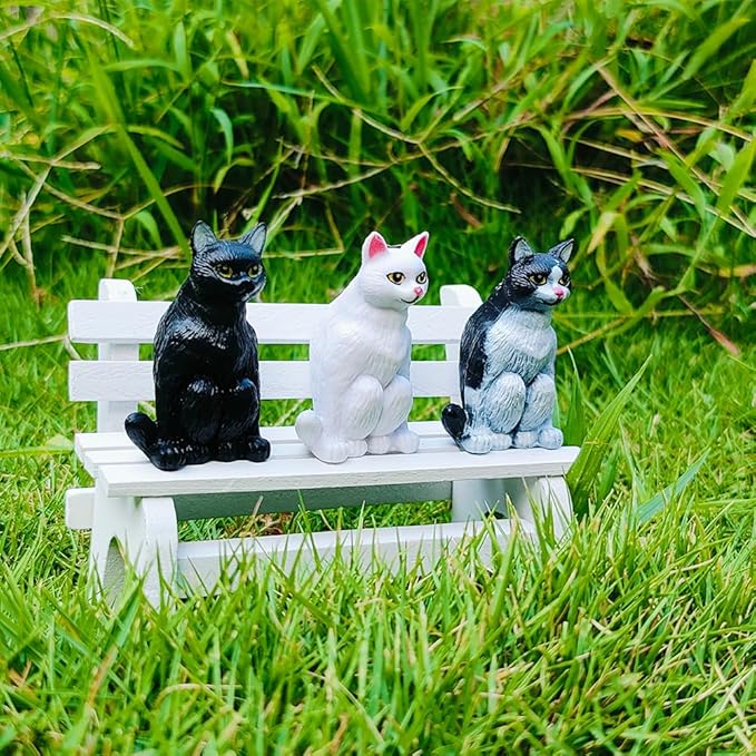 6 Pcs Realistic Cat Figure Mini Cute Sitting Cats Characters Miniature Educational Figures Kitten Distressed Cats Easter Eggs Cake Topper Christmas Birthday Gift for Cat Lover