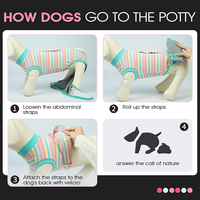 FUAMEY Recovery Suit for Dogs After Surgery,Soft Breathable Dog Bodysuit E-Collar & Cone Alternative Surgical Suit,Male Female Dog Neuter Spay Suits Anti Licking Wounds Onesie Mint Green Stripes XL