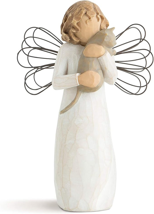 Willow Tree with affection Angel, I Love Our Friendship, Gift to Celebrate Loving Pets and Cat Lovers, Sculpted Hand-Painted Figurine