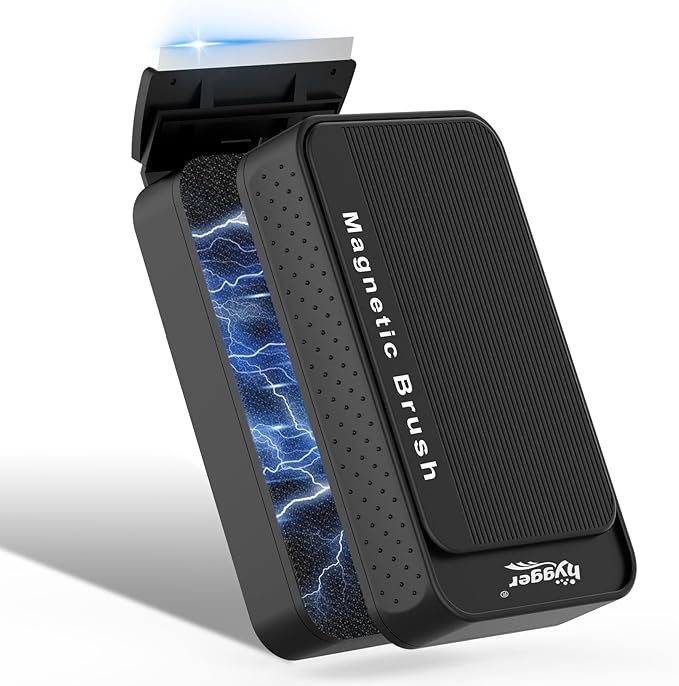 hygger Aquarium Magnet Glass Cleaner, Magnetic Fish Tank Cleaner with 2 Blades For Glass and Acrylic Aquariums, Aquarium Algae Scraper with Super Strong Magnet for Fish Tanks 0.3-0.6Inch Thickness (L)