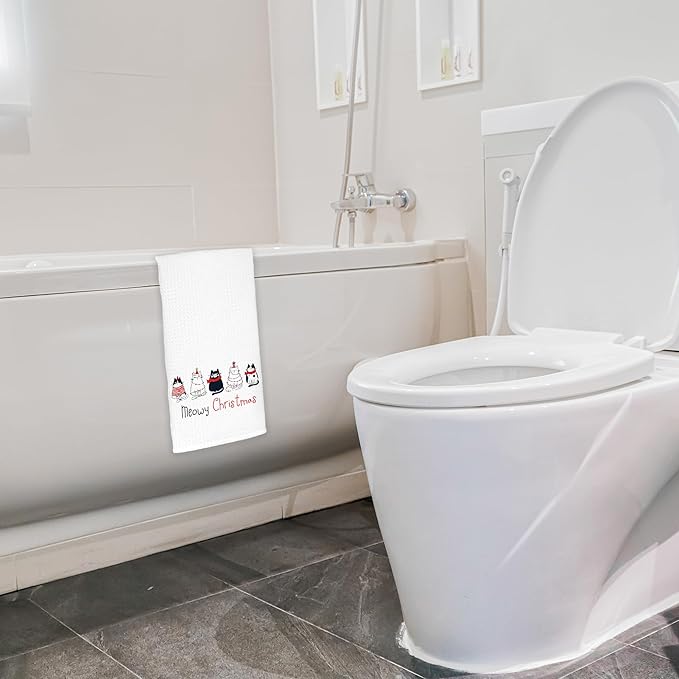 Meowy Cat Towels for Lovers, Cat Christmas Decor for Bathroom Kitchen, 16x24 in