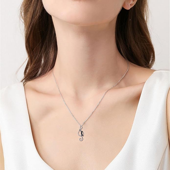 URONE Cat Necklace 925 Sterling Silver Cat Pendants Necklace Animals Jewelry Gifts For Women