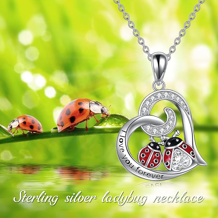 WINNICACA Sterling Silver Cat/Ladybugs/Cow/Cardinal/Hummingbird/Dragonfly Necklace for Women Exquisite Jewelry Gifts for Birthday, Christmas Gifts for Mother and Daughter