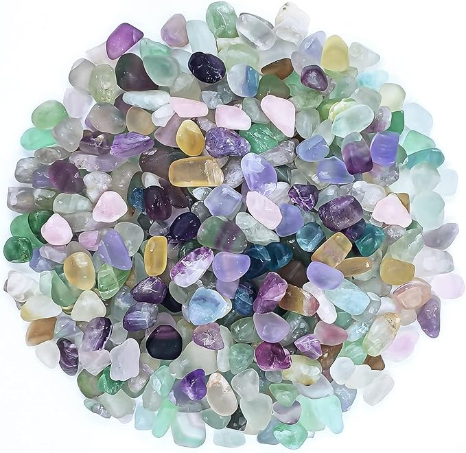 Keedolla 0.93 LB Fluorite Tumbled Chips Aquarium Fish Tank Gravel, Natural Crystal Quartz Stones Rocks Pebbles for Vase Fillers, Garden, Succulent Plants Decor
