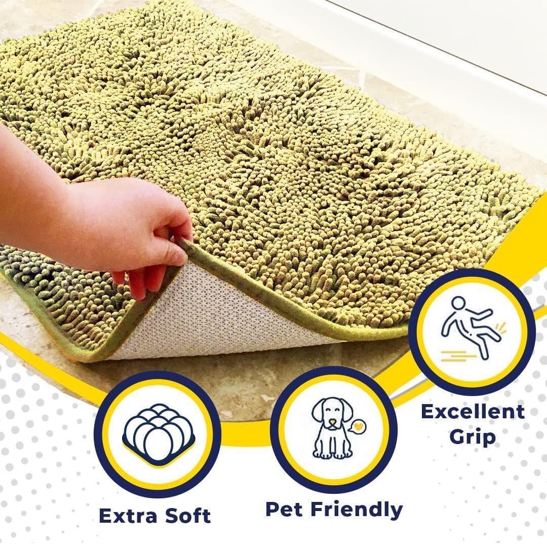 Muddy Mat® Original Dog Door Mat for Muddy Paws, Super Absorbent Microfiber, Non-Slip Washable Pet Rug, Quick Dry Chenille Entryway Carpet, Machine Washable Indoor Outdoor mat, Yellow 19"x30"