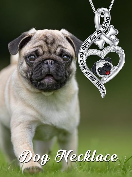 925 Sterling Sliver Yorkshire/Corgi/Labrador/Pug/Bulldog/Paw Print/Cross Necklace Cute Puppy Dog Necklace Jewelry Birthday Gifts for Women Girls Dog Lovers