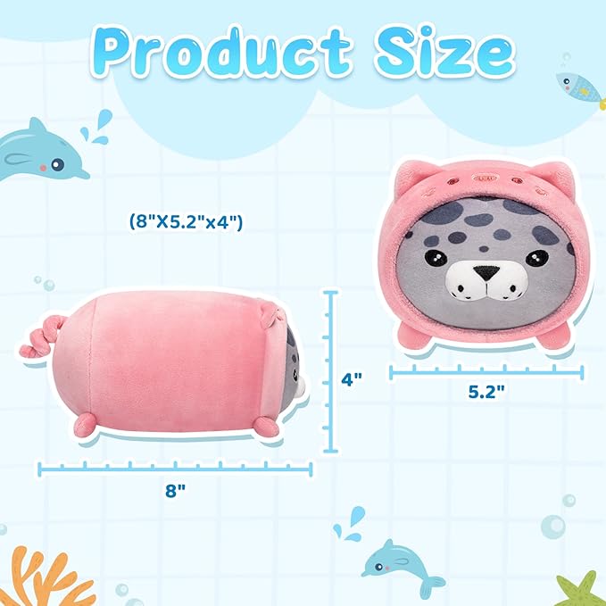 Piggy Seal Plush, Kawaii Pig Plushies Toy, Seal Plushie with Pig Outfit Costume, Anime Plushie Doll, Cute Stuff Toys Gift for Girls, Boys and Males (8 Inch)