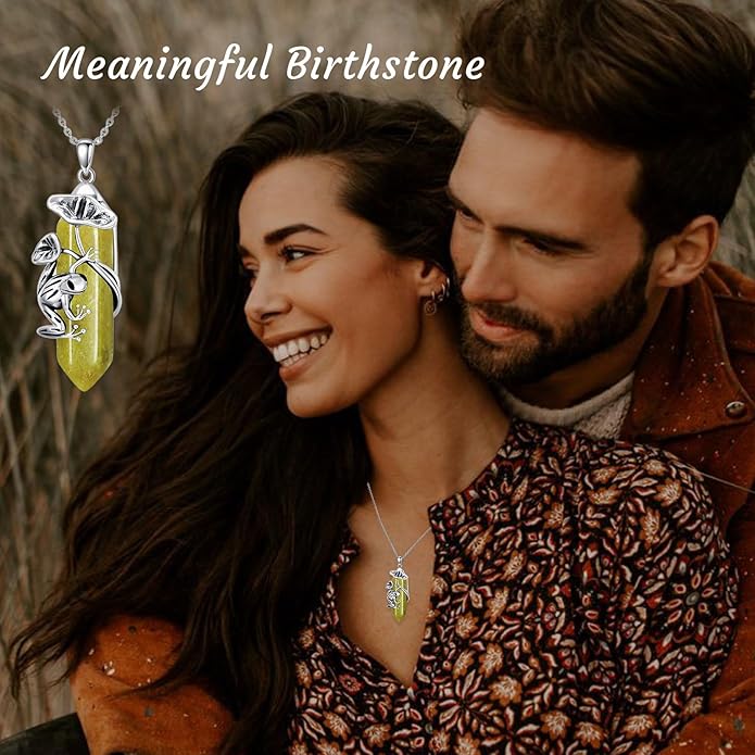 Frog Necklace 925 Sterling Silver Frog Pendant Birthstone Quartz Jewelry Gift for Women s Mom