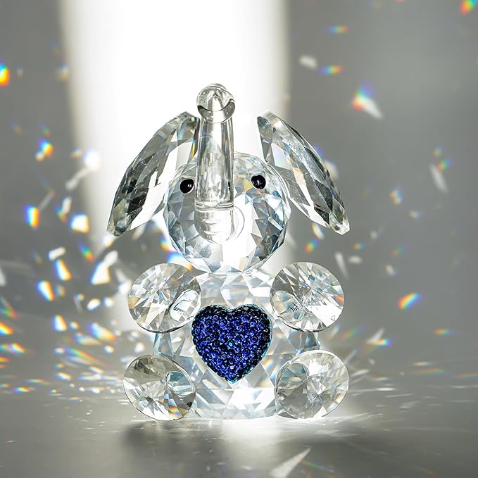H&D HYALINE & DORA Handmade Crystal Elephant Figurine Glass Elephant Animal Figurines Collectible Gifts for Animal Lover