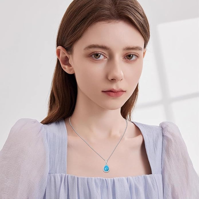 Urn necklace for Ashes 925 Sterling Silver Opal/Turquoise/Moonstone/Moss agate Pendant Cremation Memory Jewelry Keepsake Gifts for Women