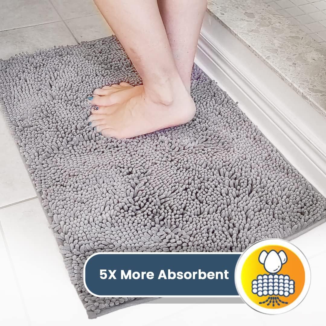 Muddy Mat® Shown on TV – Super Absorbent Door Mat Indoor, Microfiber Quick Dry Chenille Entryway Rug, Non-Slip Front Door Mat, Indoor Mats for Entryway, Machine Washable Pet Rug, Grey 24"x36"