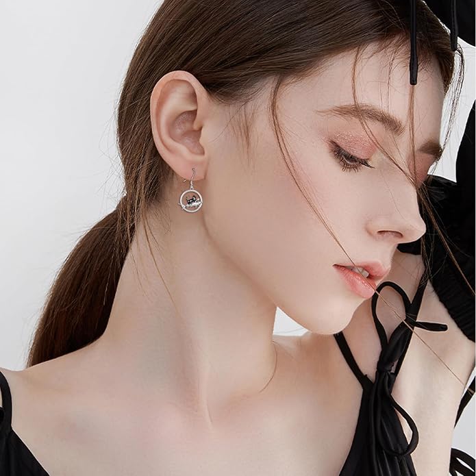 YFN Cat Earrings for Women Sterling Silver Shark Dangle Earrings Cat Jewelry Gifts for Women Cat Lover Shark Jewelry for Shark Lover