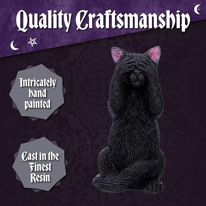 Nemesis Now Three Wise See No Evil Hear No Evil Speak No Evil Figurines, Adorable Hand-Painted Resin Collectibles and Gift - Cats