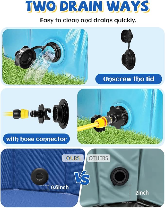 YSJILIDE Portable Dog Pool PVC Pet Swimming Bathtub Collapsible Hard Plastic Pool for Pets to Swim and Bath (L-87"x 12" Blue)