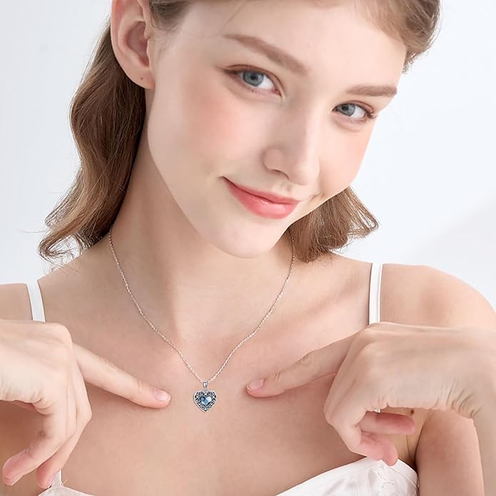 YFN Locket Necklace 925 Sterling Silver Heart Locket Necklace that Holds Pictures for Women Jewelry Gifts