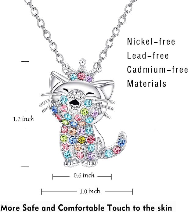 Lanqueen Kitty Cat Pendant Necklace Jewelry for Women Girls Cat Lover Gifts Daughter Loved Necklace