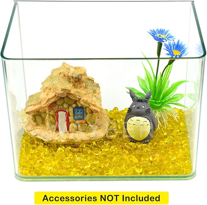 WAYBER Glass Stones, 1Lb/460g Irregular Sea Glass Pebbles Non-Toxic Artificial Gemstones for Vase Filler/Terrarium Flowerpot Aquarium Turtle Tank Decoration/Handcraft Making, Yellow