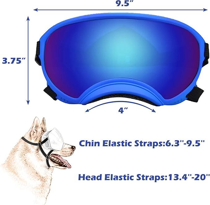 Large Dog Sunglasses with Adjustable Strap UV Protection, Winproof Dog Puppy Sunglasses, Suitable for Medium-Large Dog Pet Glasses, Dogs Eyes Protection(Colorful)