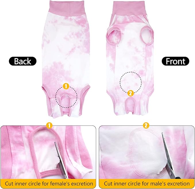 Surgery Suit for Dogs Medium Large Dog Recovery Suit Tie Dye Shedding Suit for Abdominal Wounds, Shedding, Prevent Licking XXL Pink2