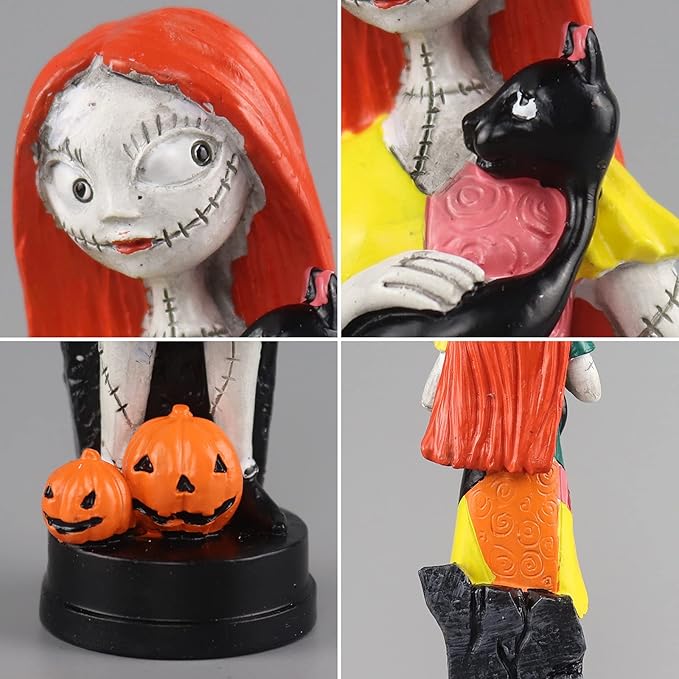 nezababy A Nightmare Before Christmas Figurines Jack Skellington Sally with Pumpkin Statues Sets Halloween Decoration Collection Gifts (2PCS)