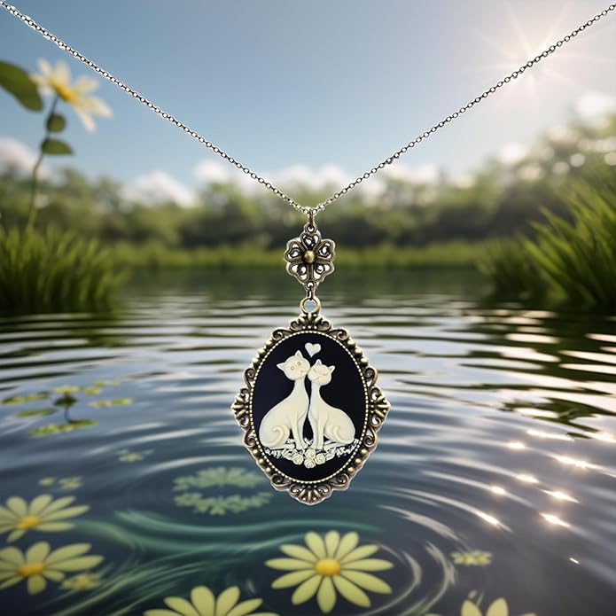 Yspace Lucky Clover Cameo Necklace Best Friend Heart Charms Jewelry 2 Chain Deluxe Gift