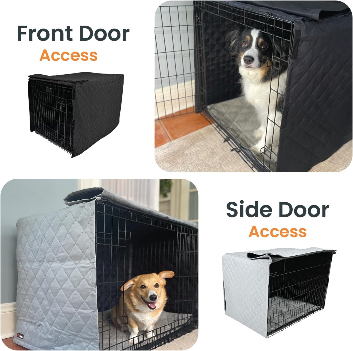 4Knines Quilted Dog Crate Cover – Heavy-Duty, Water-Resistant Fabric for Indoor/Outdoor Use – Durable Travel Cage Cover for Training, Weather Protection – Fits 36-Inch Crates – Grey
