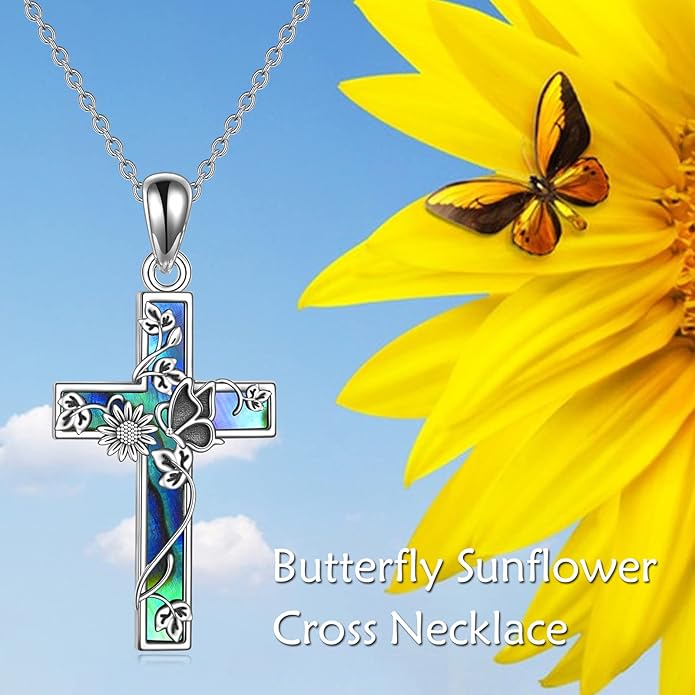 YFN Cross Necklace Sterling Silver Religious Cross Pendant Jewelry Christian Gifts for Women Men