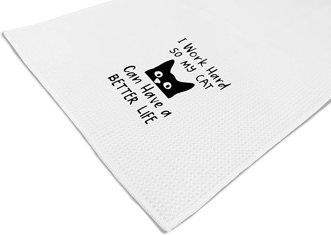 Voatok I Work Hard So My Cat Can Have A Better Life Funny Black Cat Quote Bath Towel,Cat Lovers Gifts Decorative Towel,Cat Mom Girls Gifts