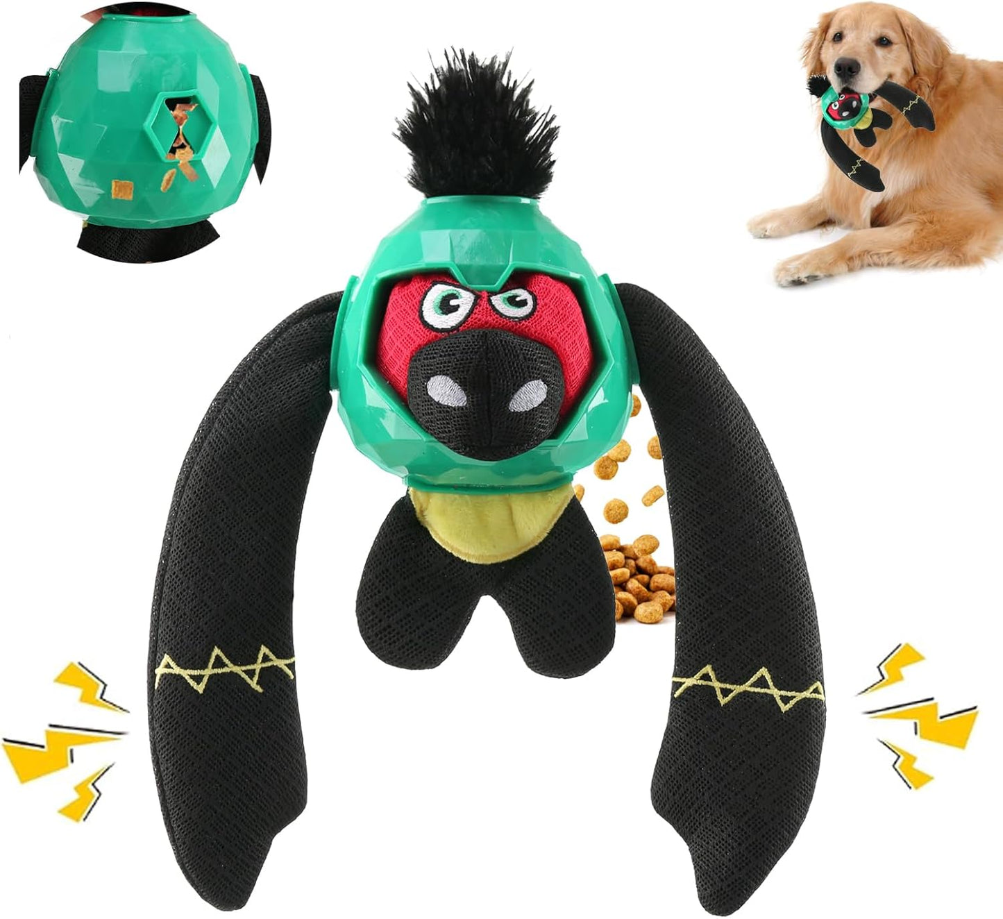 Tough Dog Toys – Crinkle Dog Chew Toys to Keep Them Busy, Interactive Treat Dispensing Puppy Puzzle Toys for Boredom Relief, Less Stuffed Pet Toys for Small, Medium and Large Dogs (Green)