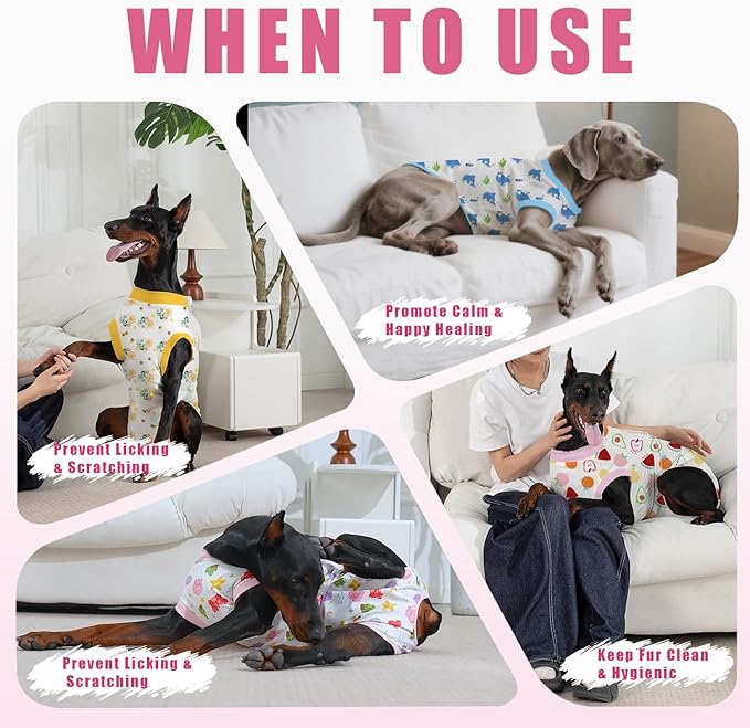 Recovery Suit for Dogs After Surgery, Professional Dog Surgical Suit for Female Spay, Male Neuter, E-Collar & Cone Alternative Dog Onesie for Abdominal Wounds Skin Disease, Jellyfish, XL
