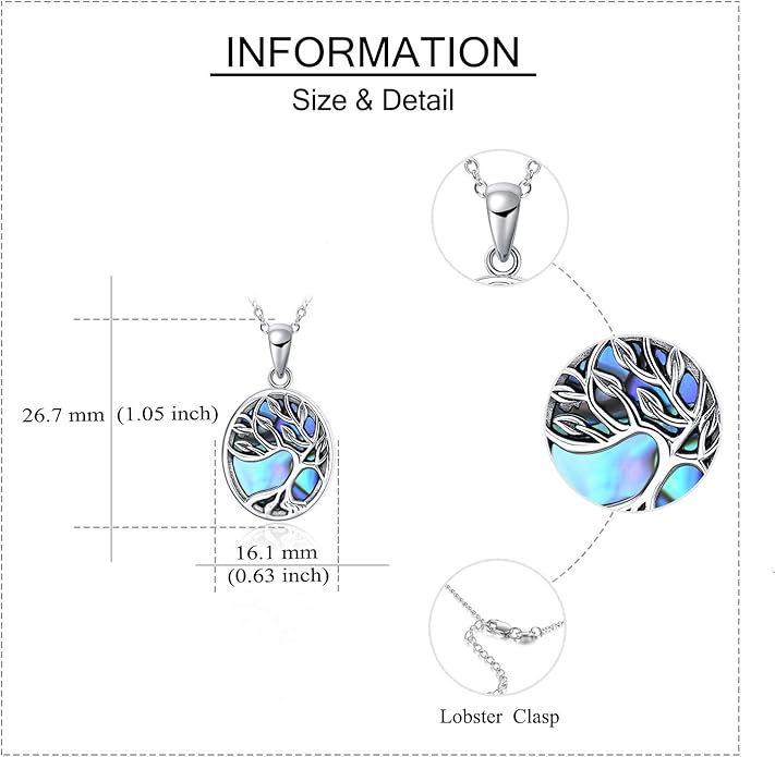 ONEFINITY Tree of Life Locket Necklace Sterling Silver Locket Necklace That Holds Pictures Tree of Life Locket Pendant for Women Wife Girlfriend