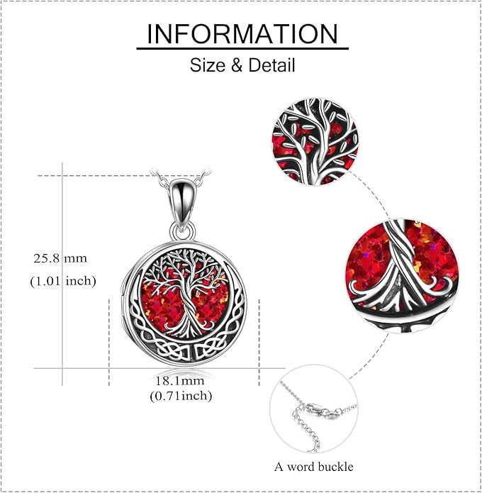 ONEFINITY Tree of Life Locket Necklace Sterling Silver Locket Necklace That Holds Pictures Tree of Life Locket Pendant for Women Wife Girlfriend