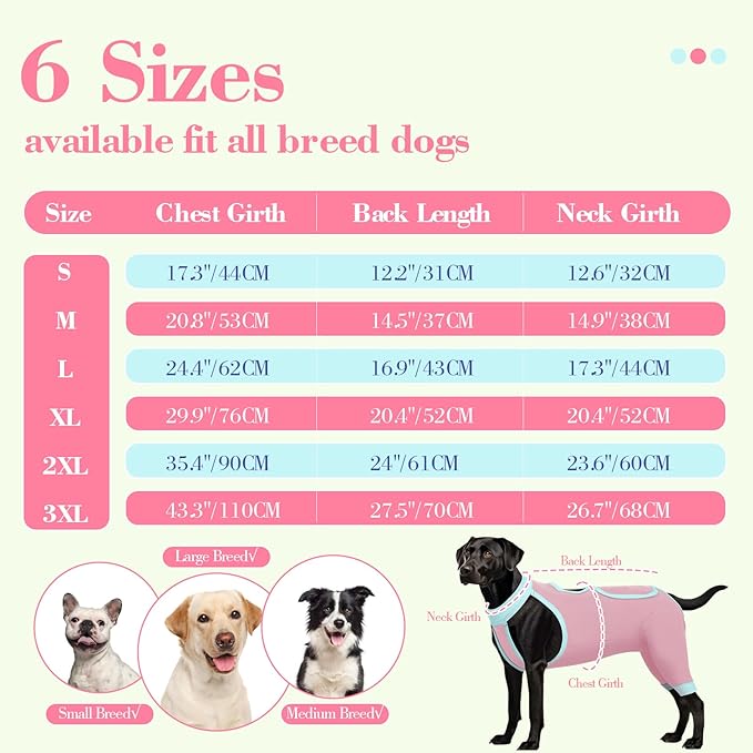 ROZKITCH Dog Surgery Leg Sleeve Rear Legs, Male Female Pet Prevent Licking Wound Elbow Knee Protector, Dog Recovery Suit Cone Collar Alternative Pants Shirt for Wound Heal Wrap Pink M