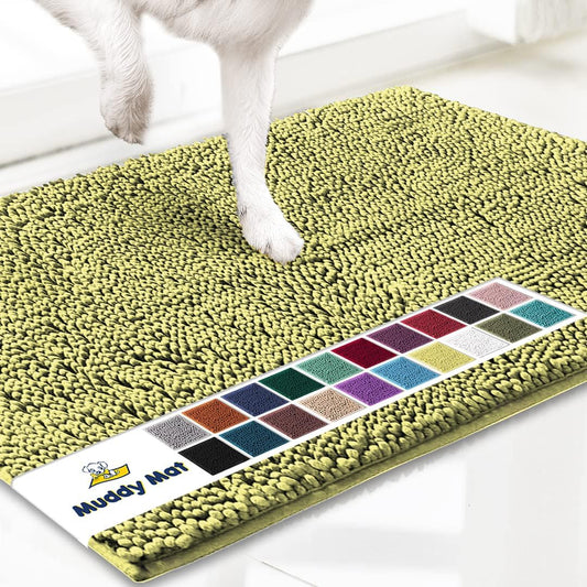 Muddy Mat® Original Dog Door Mat for Muddy Paws, Super Absorbent Microfiber, Non-Slip Washable Pet Rug, Quick Dry Chenille Entryway Carpet, Machine Washable Indoor Outdoor mat, Yellow 24"x35"
