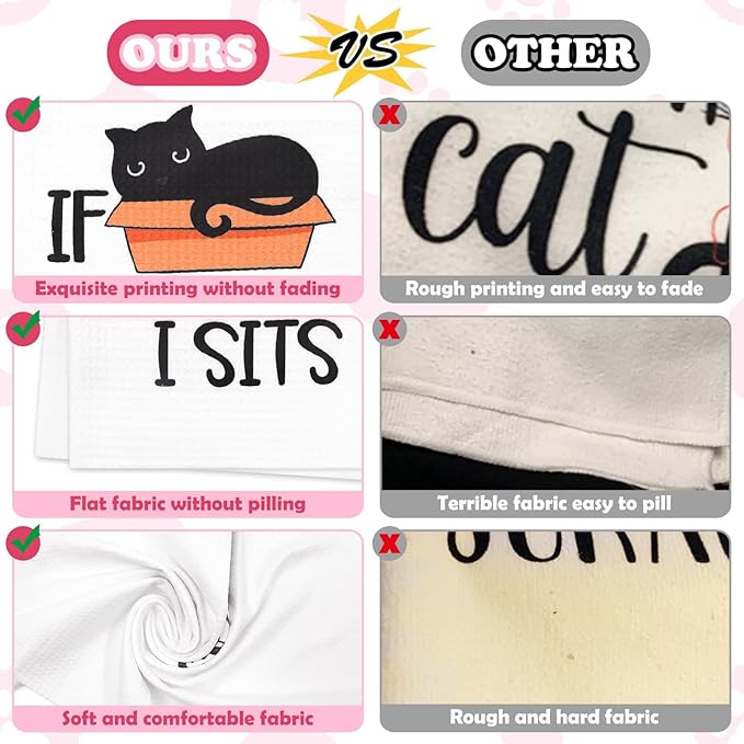 Vansolinne Cute Cats Microfiber Bath Towels Set of 4, 18in x 24in, Perfect for Cat Lovers, Housewarming Gifts