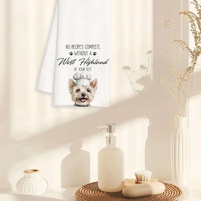West Highland Terrier Gifts Kitchen Towels Decorative, Dog Mom Lovers Gifts Dish Tea Towels for Kitchen Drying, West Highland Terrier Dog Hand Towels, 16x24 Inch