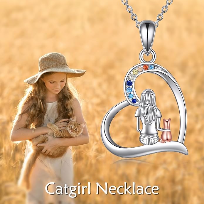 YFN Cat Necklace Sterling Silver Jewelry for Women Cat Jewelry Gifts