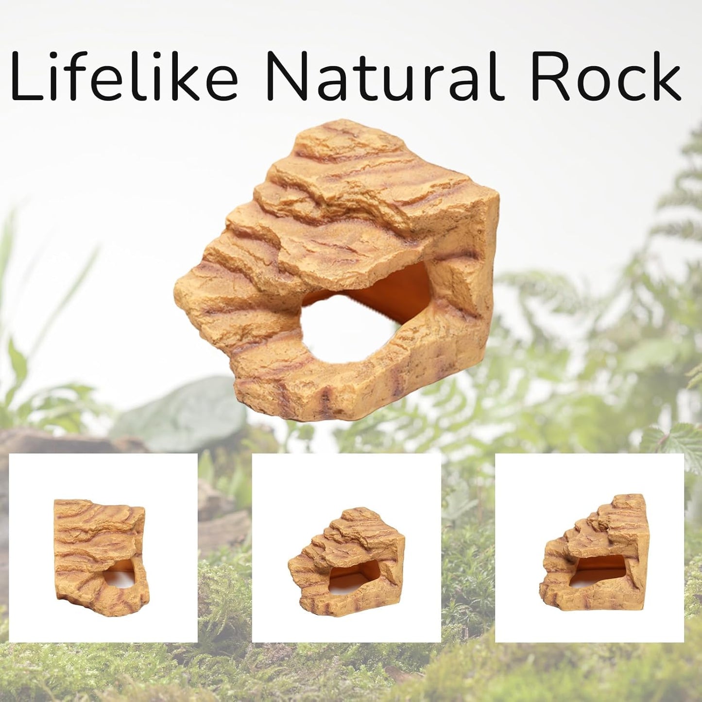 Resin Reptile Hideout Cave,Natural Habitat Decor for Bearded Dragon, Leopard Gecko, Lizards & Turtles,Terrarium Tank Accessories